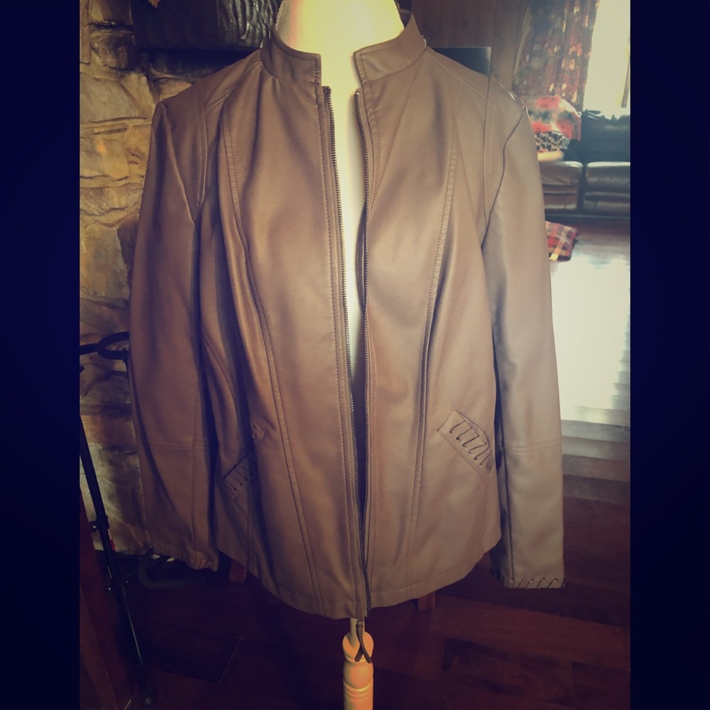 Faux grey leather jacket. Lined.